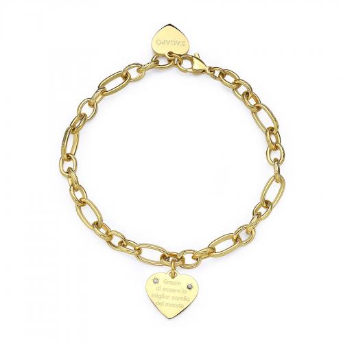 Bracciale dorato serie Be My Family con cuore per sorella