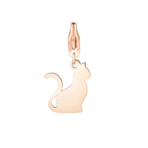 Charm dorato rosa serie Happy a gatto