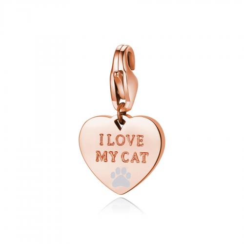 Ciondolo dorato rosa serie Happy "I love my cat" a cuore