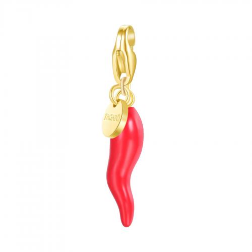 Charm dorato serie Happy a cornino rosso