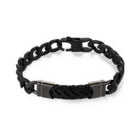 Bracciale serie Parkour nero con piastra cuoio