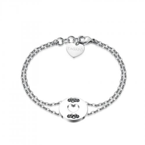 Bracciale doppio serie Be My Always con piastra circolare e cuore