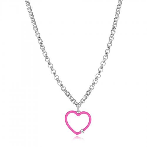 Collana serie Aurora con cuore rosa