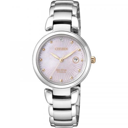 Eco-Drive solo tempo donna in Supertitanio con diamante