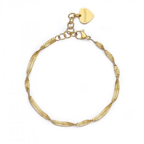 Bracciale dorato serie Chunky a maglia piatta