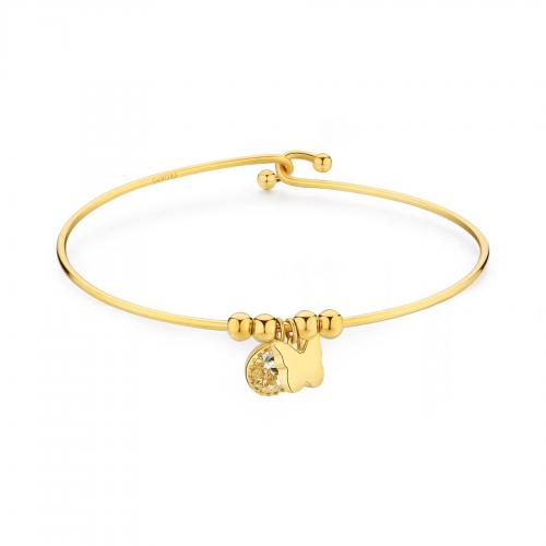 Bracciale rigido dorato serie Lucky Light con farfalla