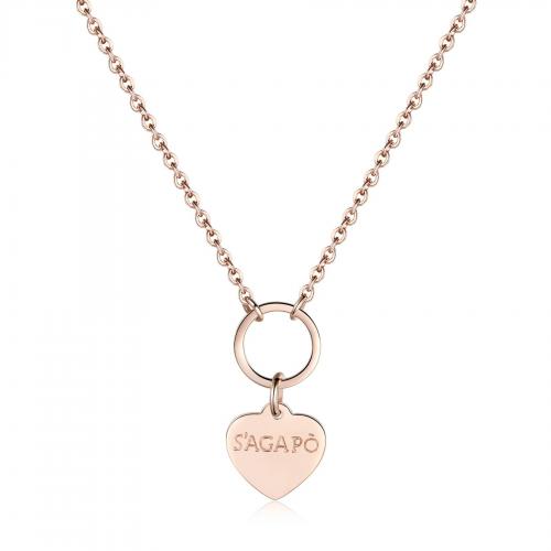 Collana base serie Happy rosa con cuore