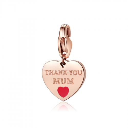 Charm dorato rosa serie Happy "Thank You Mum" a cuore