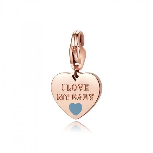 Charm dorato rosa serie Happy "I love my baby" a cuore