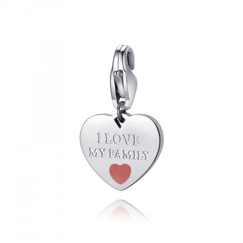 Charm serie Happy "I Love My Family" a cuore