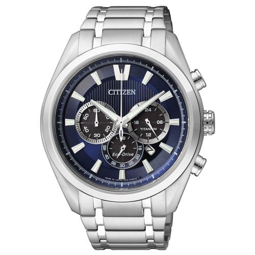 Cronografo Eco-Drive in Supertitanio, quadrante blu