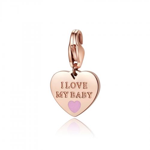 Charm dorato rosa serie Happy "I love my baby" a cuore