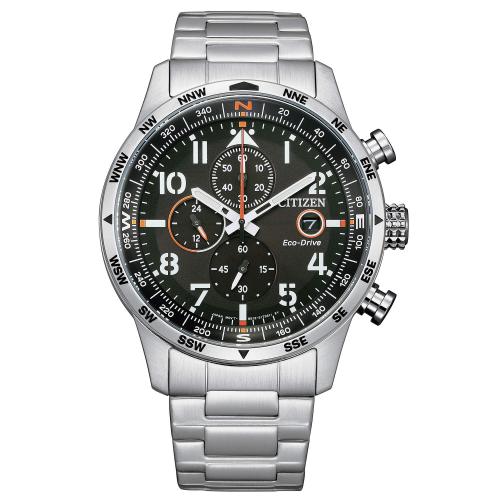 Cronografo Eco-Drive serie Aviator, quadrante nero