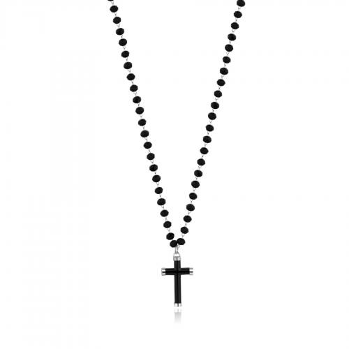 Collana serie Shrine con cristalli neri e croce