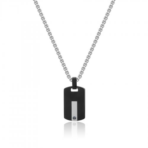 Collana serie Tag Me Too con piastrina in acciaio PVD nero con zircone