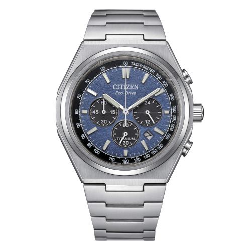 Crono Eco Drive Super Titanio, quadrante blu