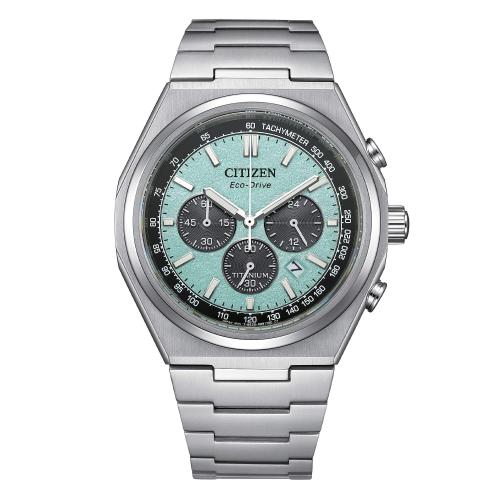 Crono Eco Drive Super Titanio, quadrante turchese