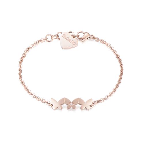 Bracciale rosato serie Trio con farfalle