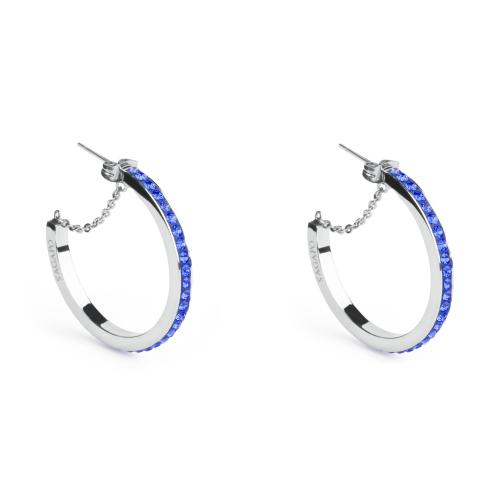 Orecchini ad anello serie Cristal Ring con cristalli blu