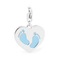 Charm serie Happy a cuore con piedini azzurri