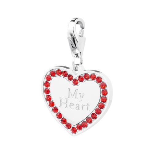 Charm serie Happy a cuore con cristalli rossi