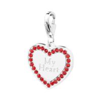 Charm serie Happy a cuore con cristalli rossi