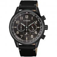 Cronografo Eco-Drive con cassa black e cinturino in pelle