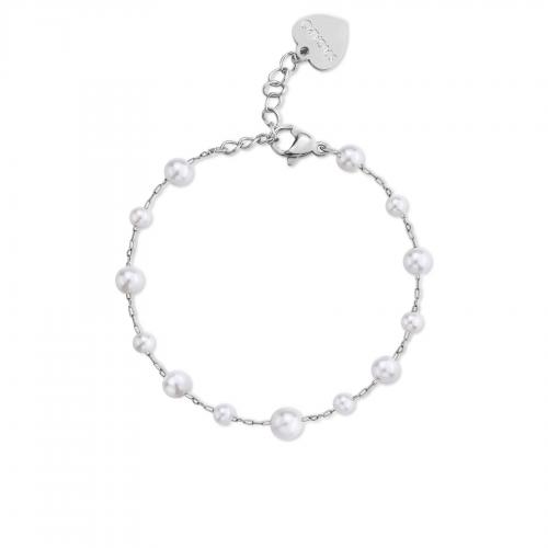 Bracciale in acciaio serie Wisdom con perle