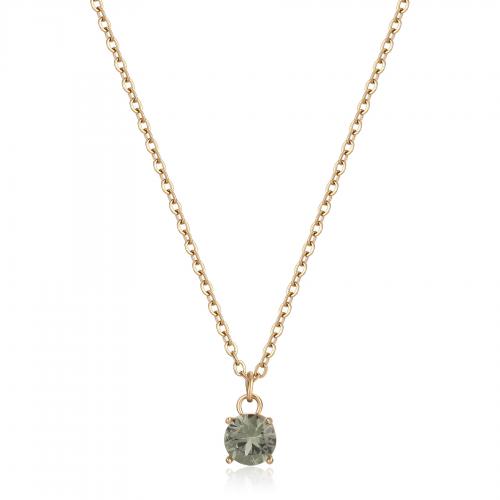 Collana dorata serie Dazzly con punto luce verde