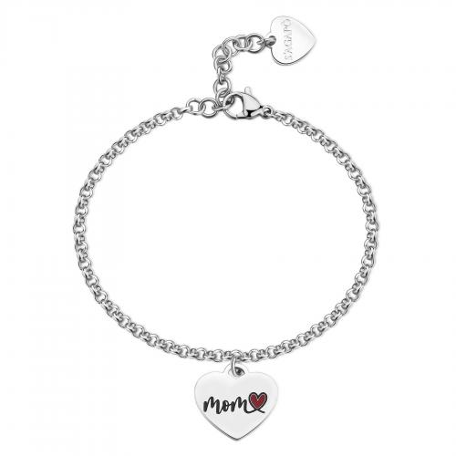 Bracciale serie Be My Family "Mom" con cuore