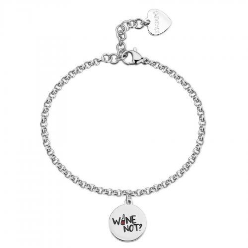 Bracciale serie Be My Family con piastrina "Wine not?"