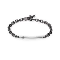 Bracciale nero serie Proud con piastra