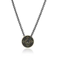 Collana nera serie Hoop con elemento circolare dorato/nero