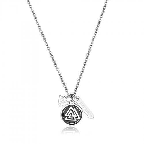 Collana serie Talisman con piastrina con nodo celtico triangolare