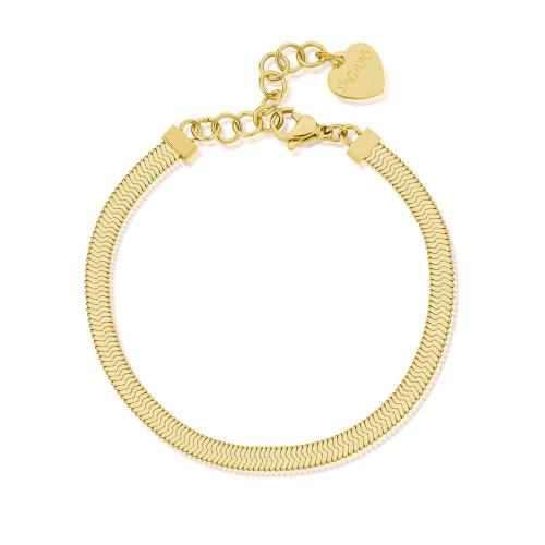 Bracciale dorato serie Chunky a maglia piatta