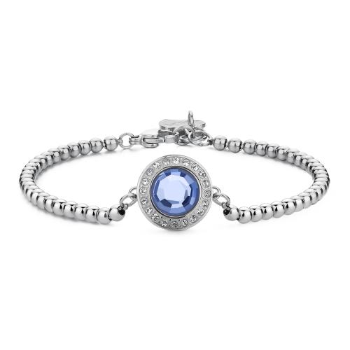 Bracciale a palline serie Luna con cristallo azzurro