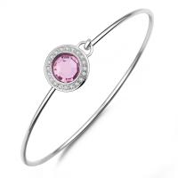 Bracciale rigido serie Luna con cristallo rosa