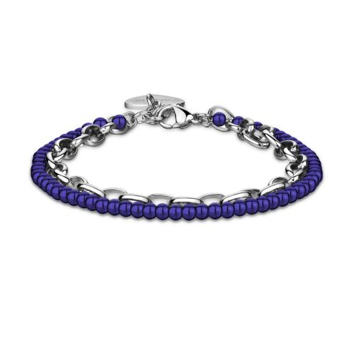 Bracciale doppio serie Happy con sferette blu