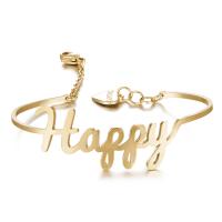 Bracciale dorato rigido serie Write "Happy"