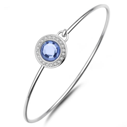 Bracciale rigido serie Luna con cristallo azzurro