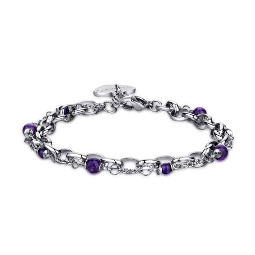 Bracciale doppio serie Happy con sferette viola