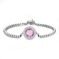 Bracciale a palline serie Luna con cristallo rosa