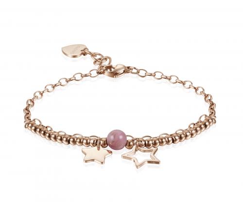 Bracciale rosa serie Haiti con stella e sferette rosa