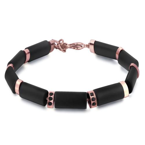 Bracciale in onice con parti dorate rosa