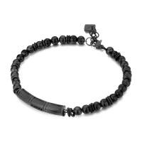 Bracciale a palline nero serie Seth con elemento centrale curvo