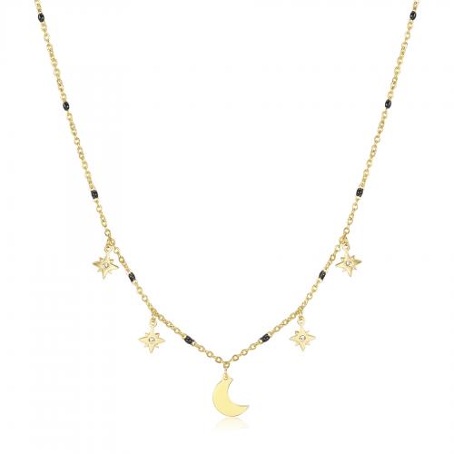 Collana dorata serie Droplet con luna e stelline