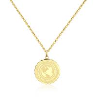 Collana dorata serie Lucky Coin con piastra con mondo