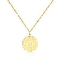 Collana dorata serie Lucky Coin con piastra con rosa dei venti