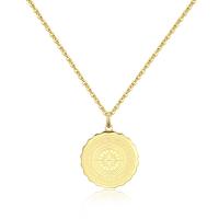 Collana dorata serie Lucky Coin con piastra con rosa dei venti