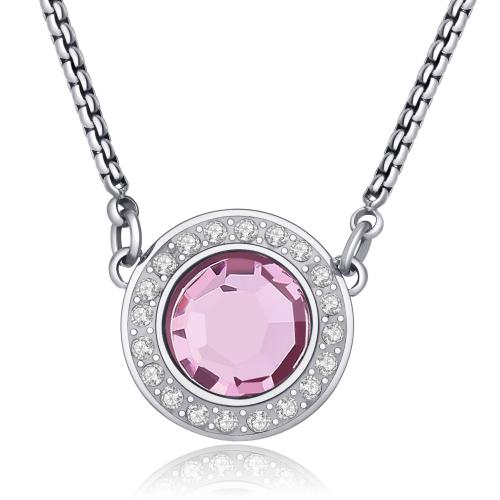 Collana serie Luna con cristallo rosa